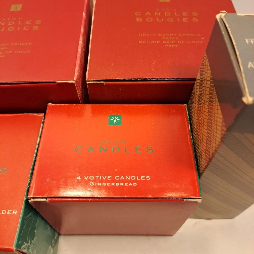 Avon Lot of 8 Fragranced Holiday Christmas Candles Pillar Tealights Votive